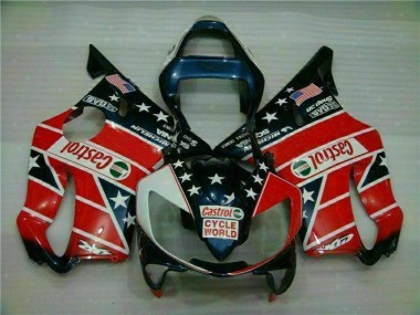 Carénage CBR 600 F4i 2001-2003 - Rouge Blanc Bleu Castrol Cycle World