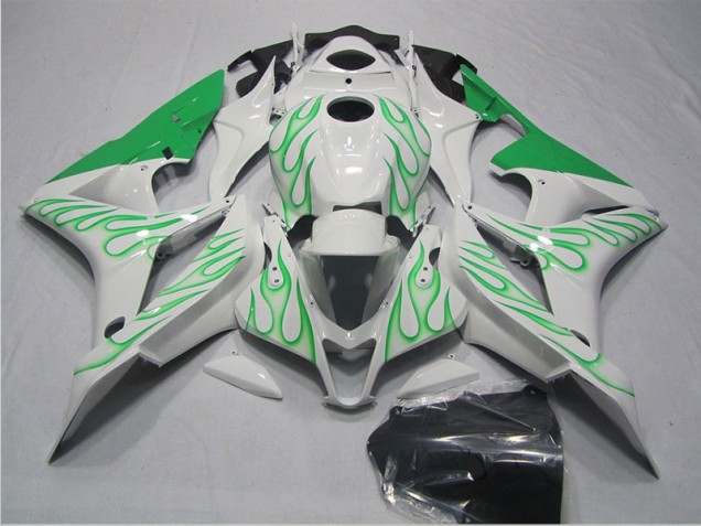 Carénage CBR 600 RR 2007-2008 - Blanc Vert Flamme Carénage CBR 600 RR 2007-2008 - Blanc Vert Flamme