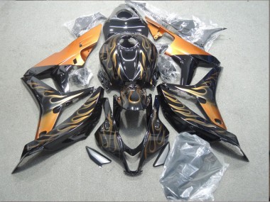 Carénage CBR 600 RR 2007-2008 - Noir Orange Flamme