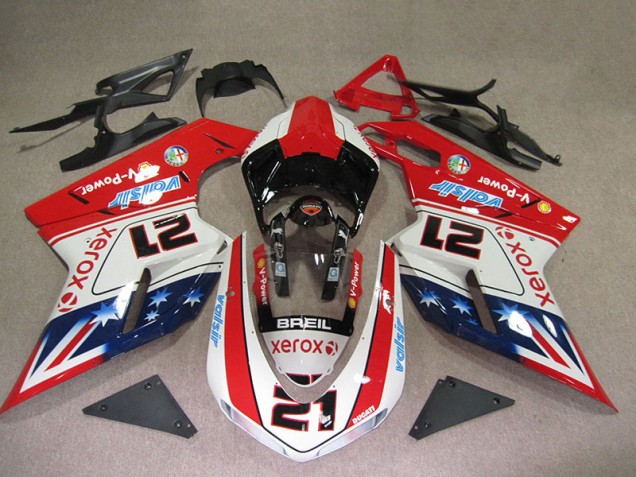 Carénage Ducati 1098 2007-2014 - Rouge Blanc Breil Xerox 21