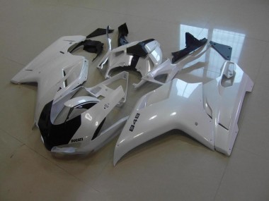 Carénage Ducati 848 1098 1198 2007-2014 - Blanc Nacré Noir Bande