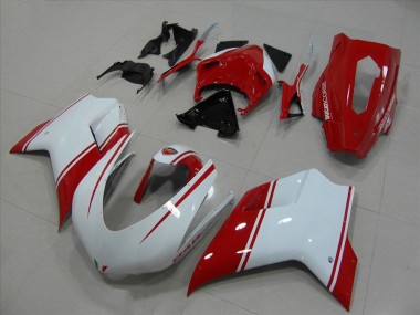 Carénage Ducati 848 1098 1198 2007-2014 - Blanc et Rouge Courses Version