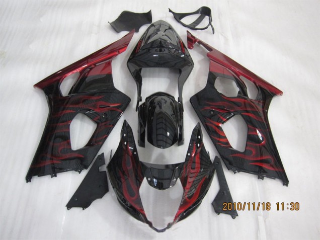 Carénage GSXR 1000 K3 2003-2004 - Noir Rouge Flamme