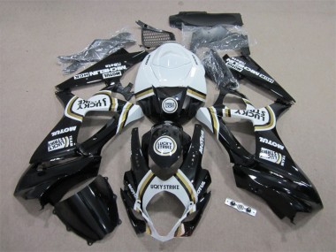 Carénage GSXR 1000 K7 2007-2008 - Noir Lucky Strike Blanc Motul