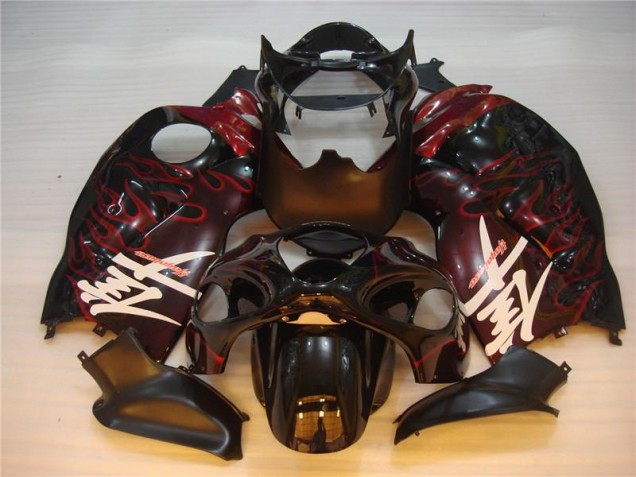 Carénage GSXR 1300 Hayabusa 1996-2007 - Noir Rouge Flamme