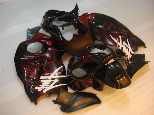 Carénage GSXR 1300 Hayabusa 1996-2007 - Noir Rouge Flamme