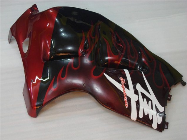 Carénage GSXR 1300 Hayabusa 1996-2007 - Noir Rouge Flamme