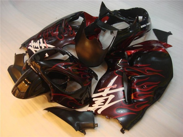 Carénage GSXR 1300 Hayabusa 1996-2007 - Noir Rouge Flamme