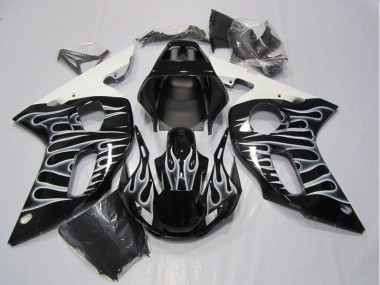 Carénage R6 1998-2002 - Noir Blanc Flamme