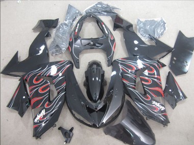 Carénage ZX10R 2006-2007 - Noir Rouge Blanc Flamme Ninja