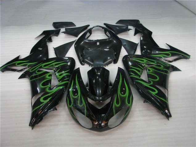 Carénage ZX10R 2006-2007 - Noir Vert Flamme Carénage ZX10R 2006-2007 - Noir Vert Flamme