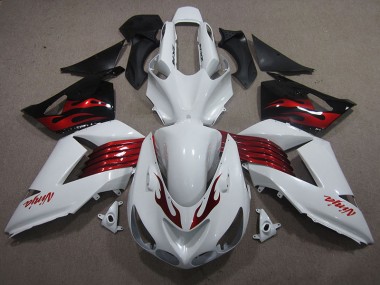 Carénage ZX14R ZZR 1400 2006-2011 - Blanc Rouge Ninja