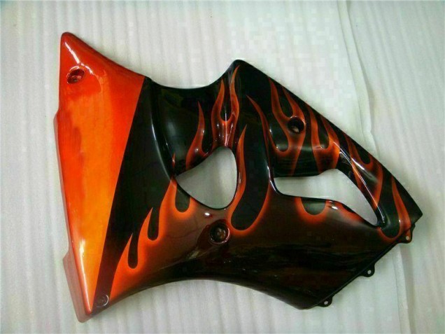 Carénage ZX6R 2000-2002 - Noir Rouge Flamme Carénage ZX6R 2000-2002 - Noir Rouge Flamme