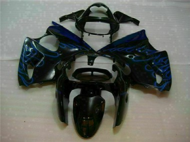 Carénage ZX6R 2000-2002 - Noir avec Bleu Flamme