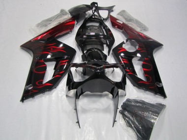 Carénage ZX6R 2003-2004 - Noir Rouge Flamme