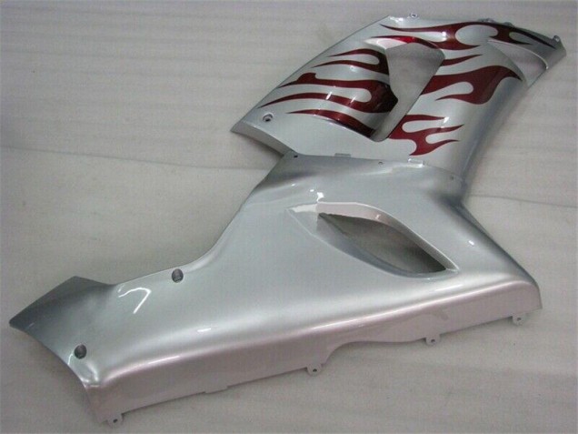 Carénage ZX6R 2005-2006 - Argent Rouge Flamme