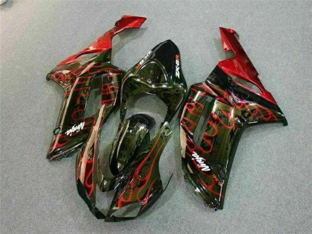 Carénage ZX6R 2007-2008 - Noir Rouge Flamme Carénage ZX6R 2007-2008 - Noir Rouge Flamme