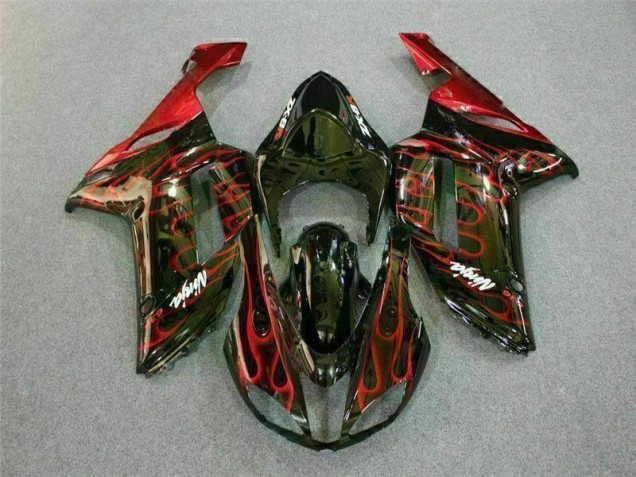 Carénage ZX6R 2007-2008 - Noir Rouge Flamme Carénage ZX6R 2007-2008 - Noir Rouge Flamme