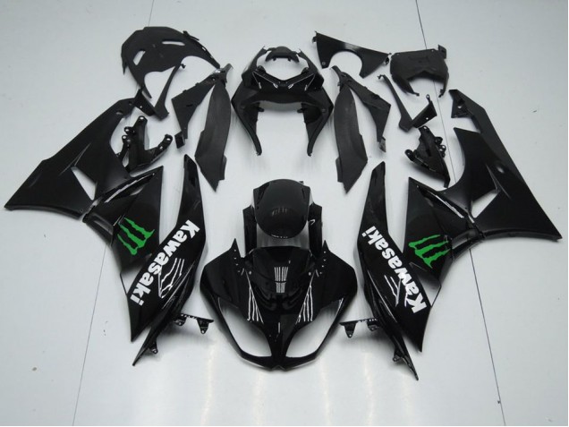 Carénage ZX6R 2009-2012 - Noir avec Monster Carénage ZX6R 2009-2012 - Noir avec Monster