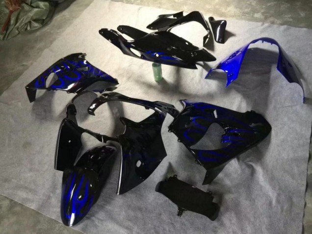 Carénage ZX9R 2000-2001 - Noir Brillant Bleu Flamme Carénage ZX9R 2000-2001 - Noir Brillant Bleu Flamme
