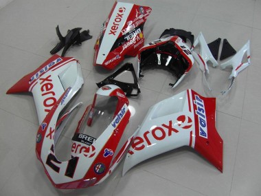 Carénages Ducati 848 1098 1198 2007-2014 - Blanc Rouge Xerox