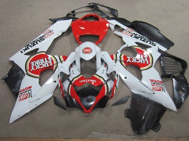 Carénages GSXR 1000 K5 2005-2006 - Blanc Lucky Strike Rouge Motul