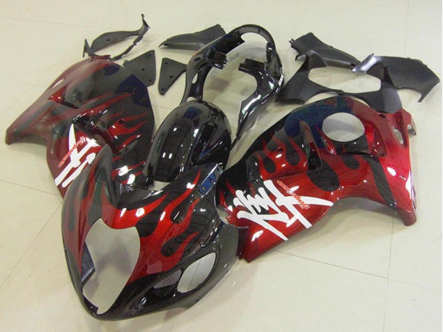 Carénages GSXR 1300 Hayabusa 1996-2007 - Noir Rouge Flamme