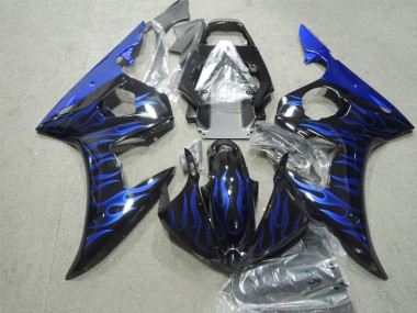 Carénages R6 2003-2005 - Noir Bleu Flamme