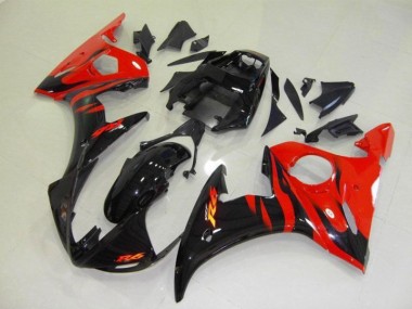 Carénages R6 2003-2005 - Noir Rouge Flamme