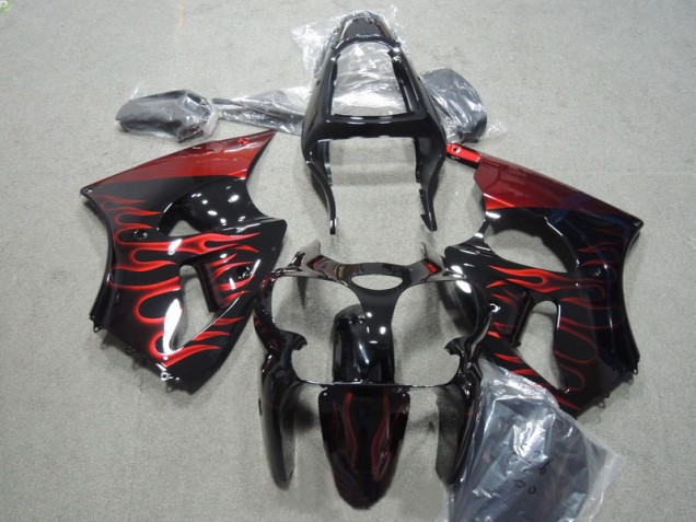 Carénages ZX6R 2000-2002 - Noir Rouge Flamme Carénages ZX6R 2000-2002 - Noir Rouge Flamme