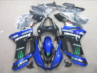 Carénages ZX6R 2007-2008 - Noir Bleu Vert Monster